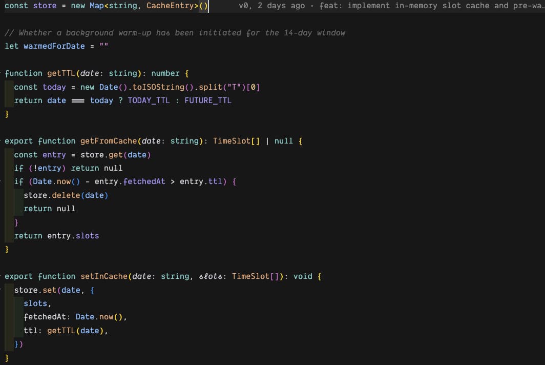 v0's generated in-memory Map cache — useless on serverless where every cold start wipes it